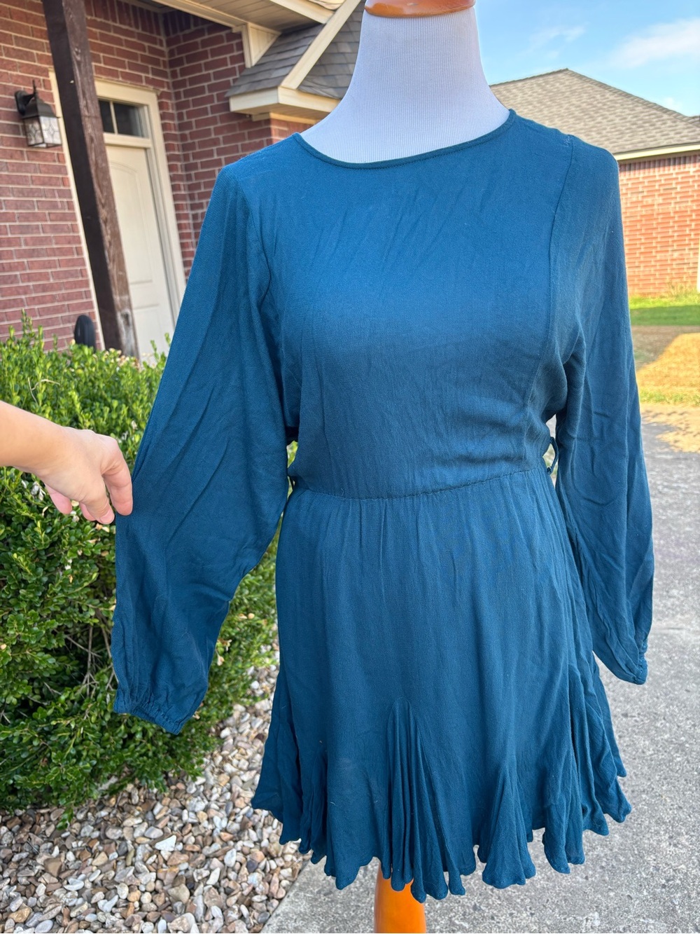 Women's Teal Long-Sleeve Skater Dress